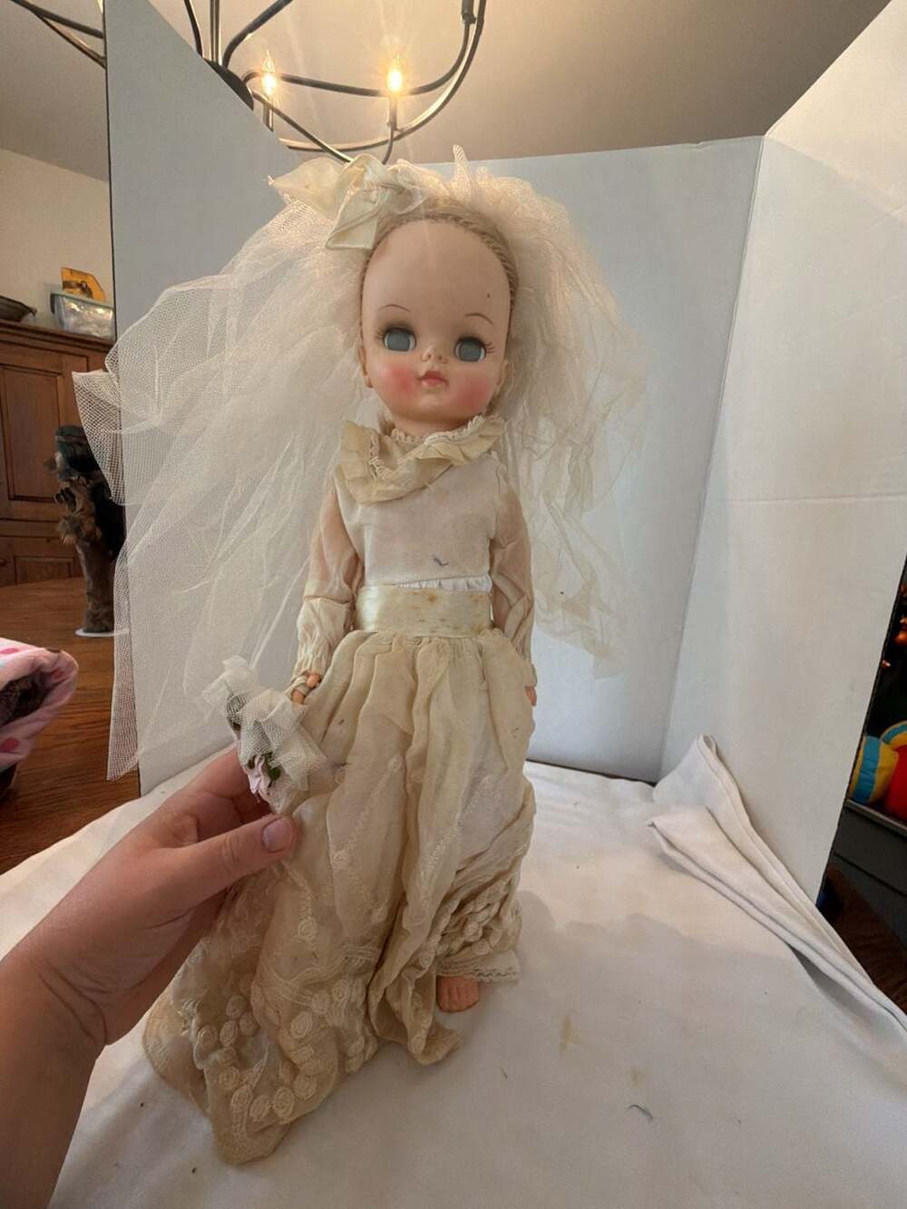 Effanbee Miss Chips Bride Doll Vintage 18 Inch Wedding Dress